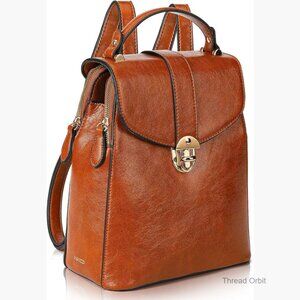 Structured Vegan Leather Backpack Purse with Anti-Theft Pocket & Top Handle